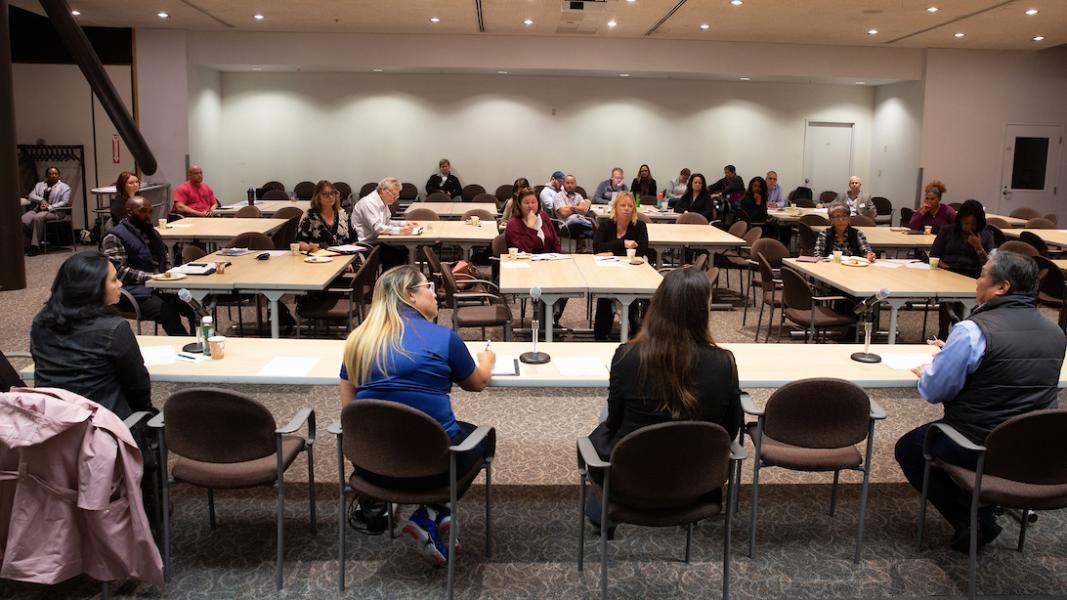 2019 PortGen event with panel and attendees
