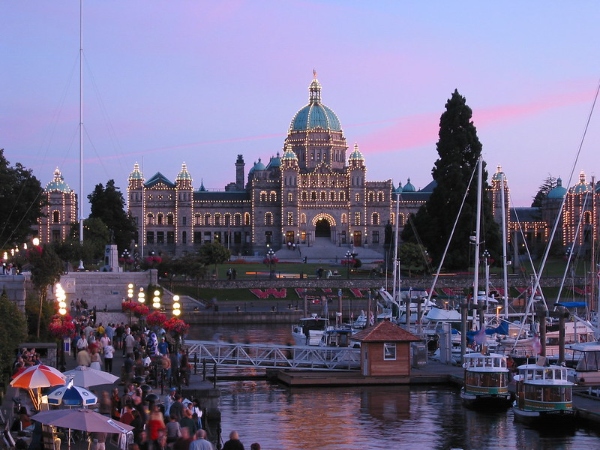 The Provincial Legislature lit up with lights