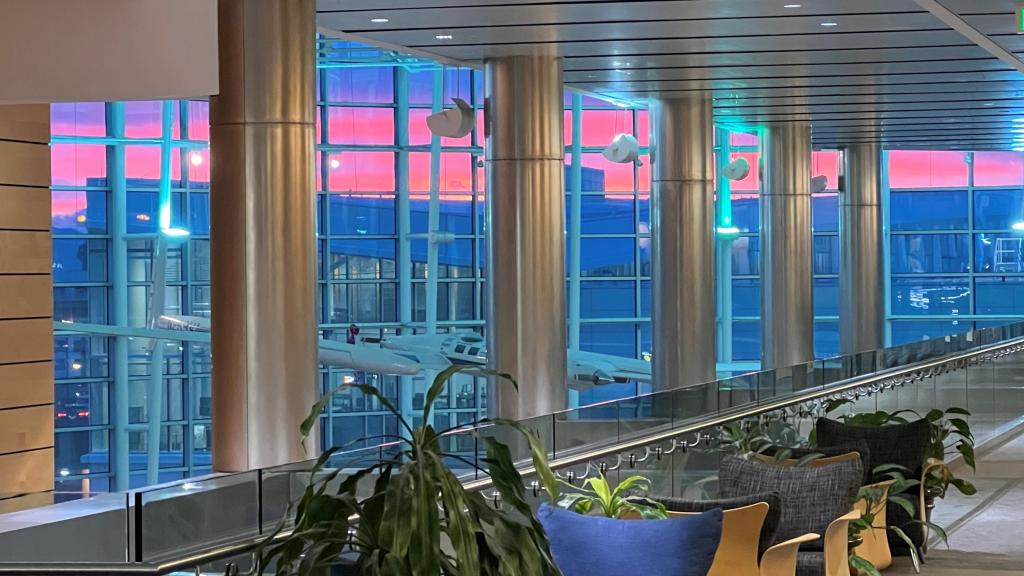Decorative photo of conference center hallway